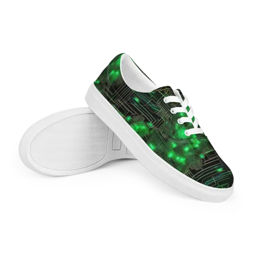 Neon Motherboard on a Men's Lace-Up Canvas Shoes