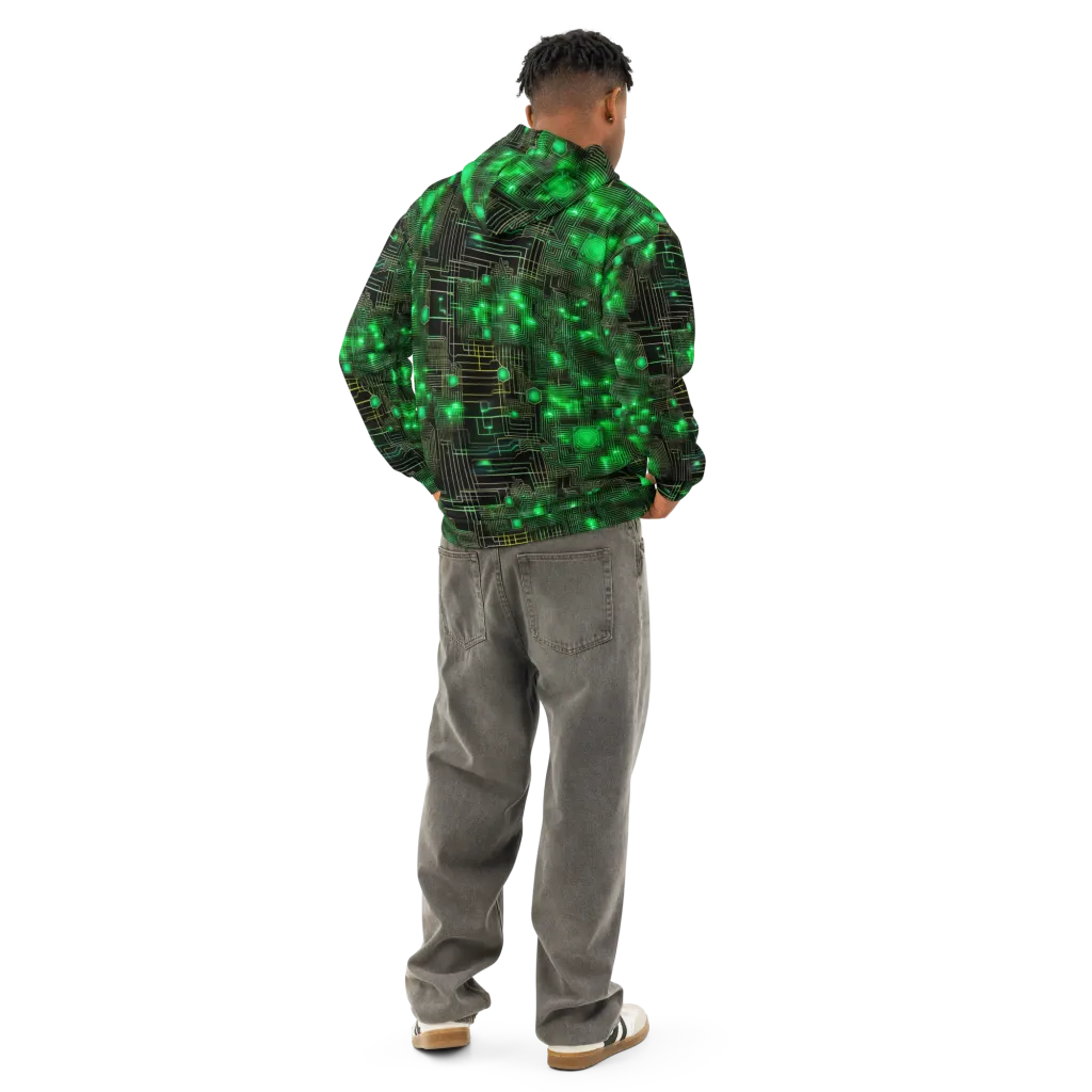 Neon Motherboard on Cotton Hoodie — Back