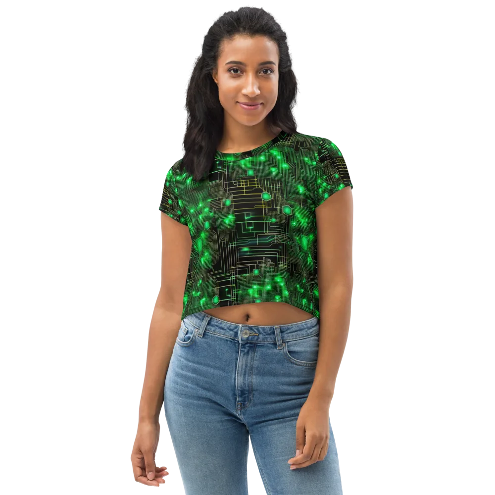 Neon Motherboard on Crop Tee — Front
