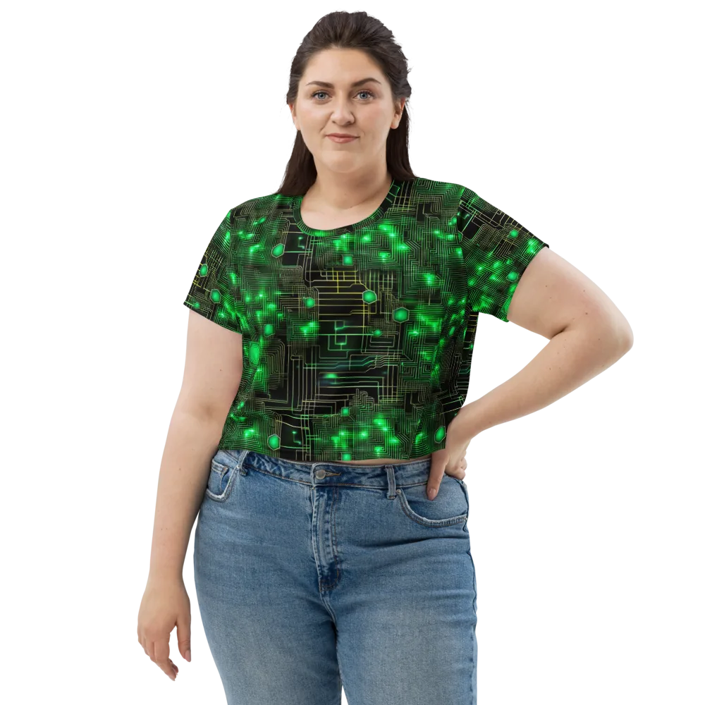 Neon Motherboard on Crop Tee — Front