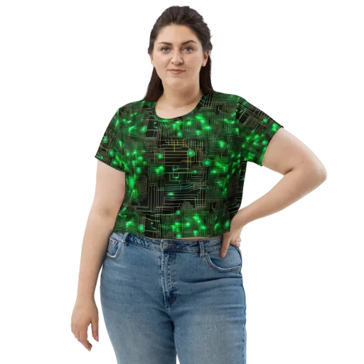 Neon Motherboard on a Crop Tee