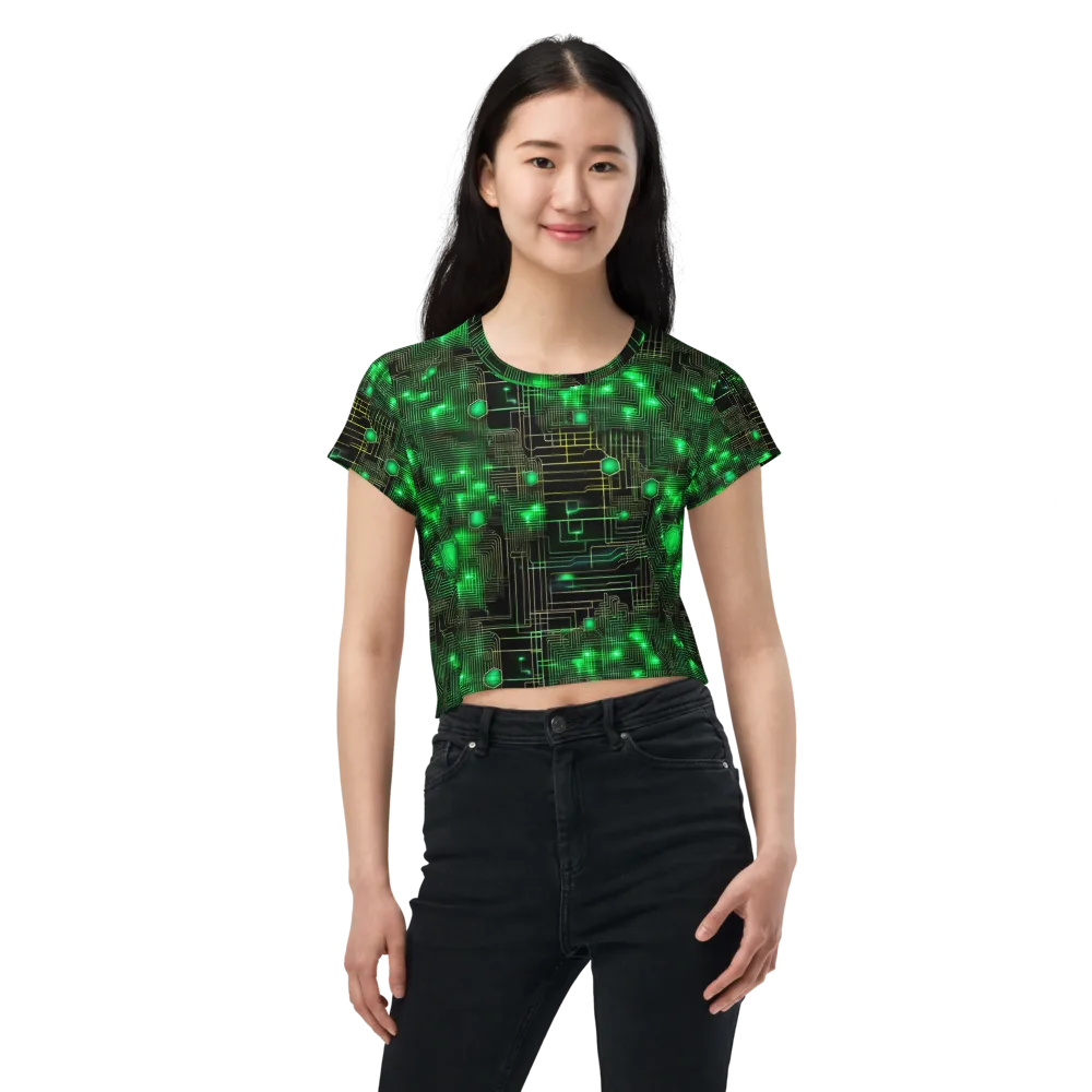 Neon Motherboard on Crop Tee — Front