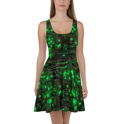Neon Motherboard on a Skater Dress