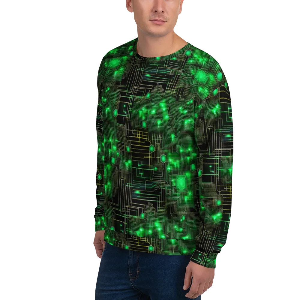 Neon Motherboard on Sweatshirt — Left Front
