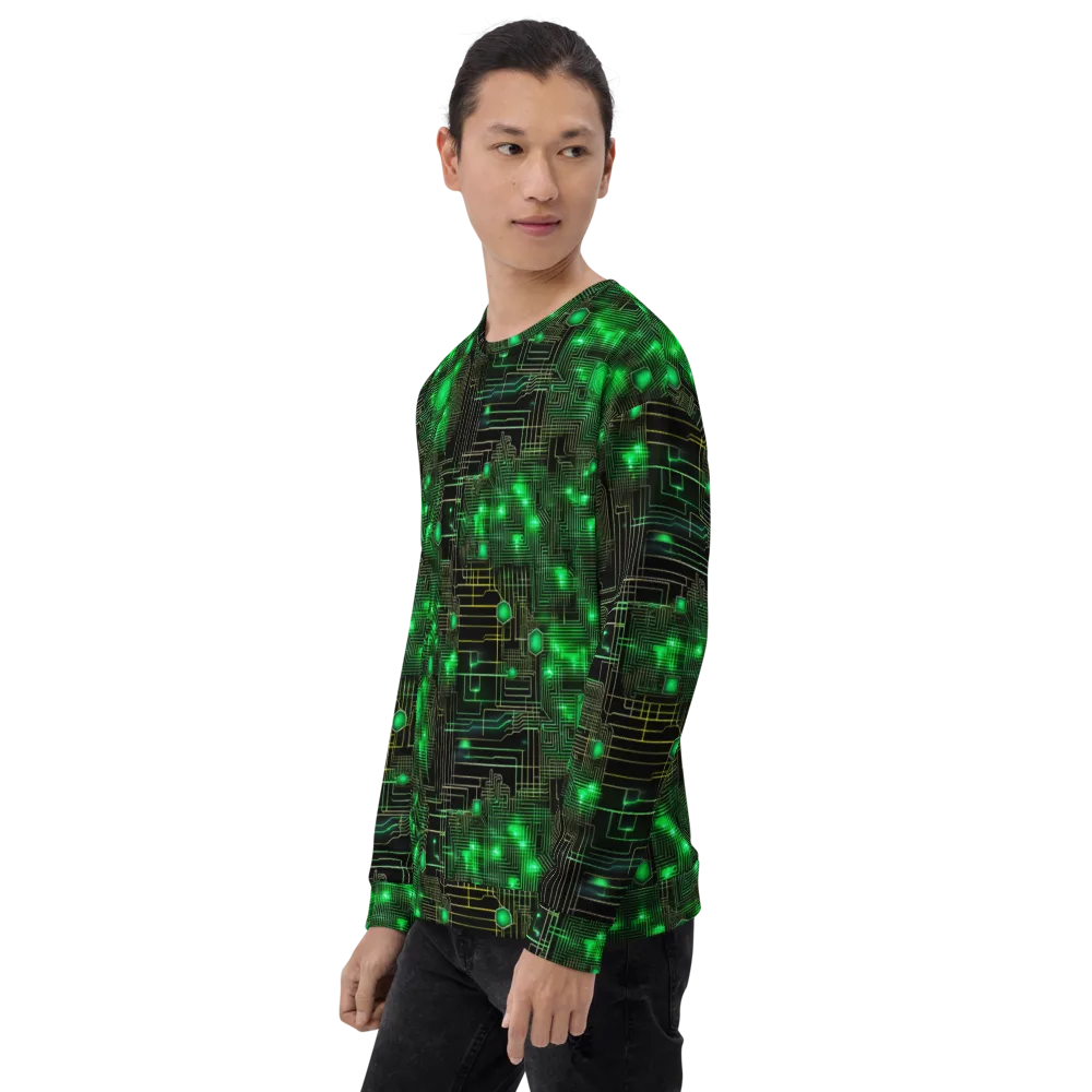 Neon Motherboard on Sweatshirt — Left Front