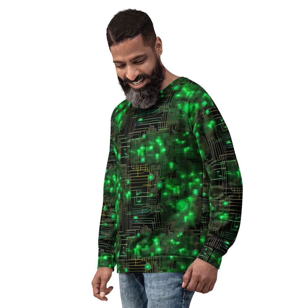 Neon Motherboard on Sweatshirt — Left Front