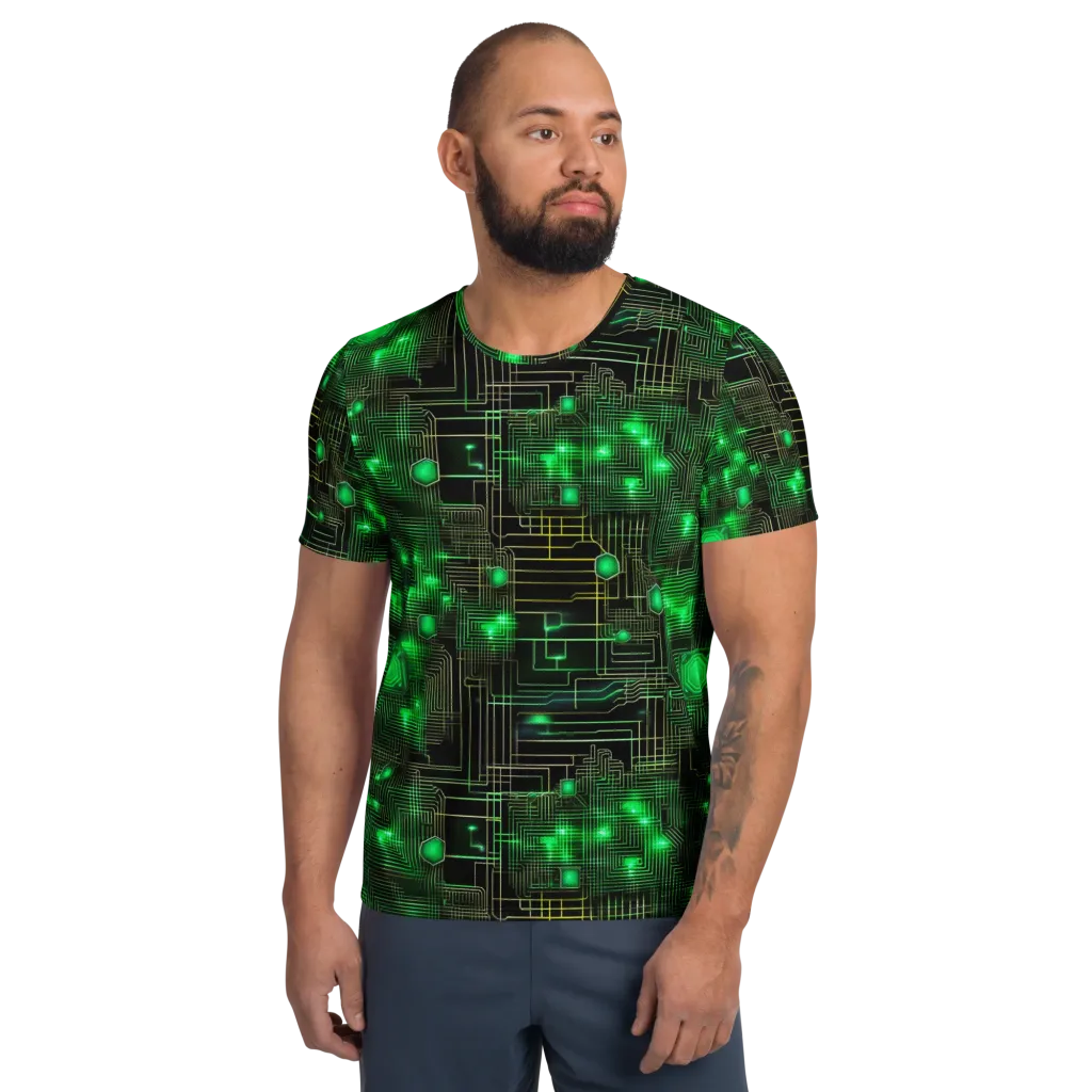 Neon Motherboard on Men's Athletic T-Shirt — Front