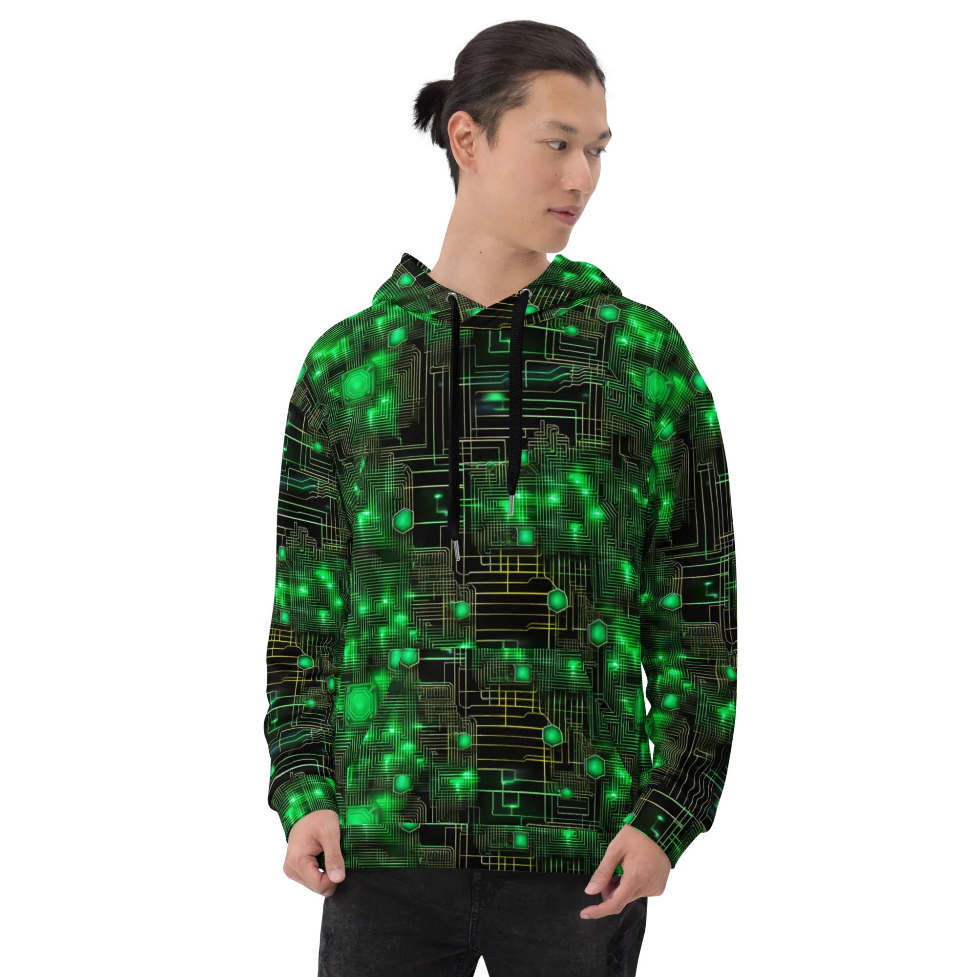 Neon Motherboard on Hoodie — Front