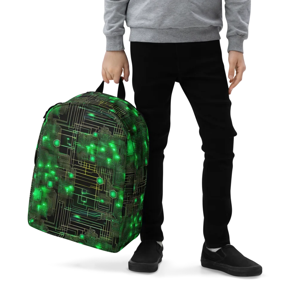 Neon Motherboard on Minimalist Backpack — Zoomed-in