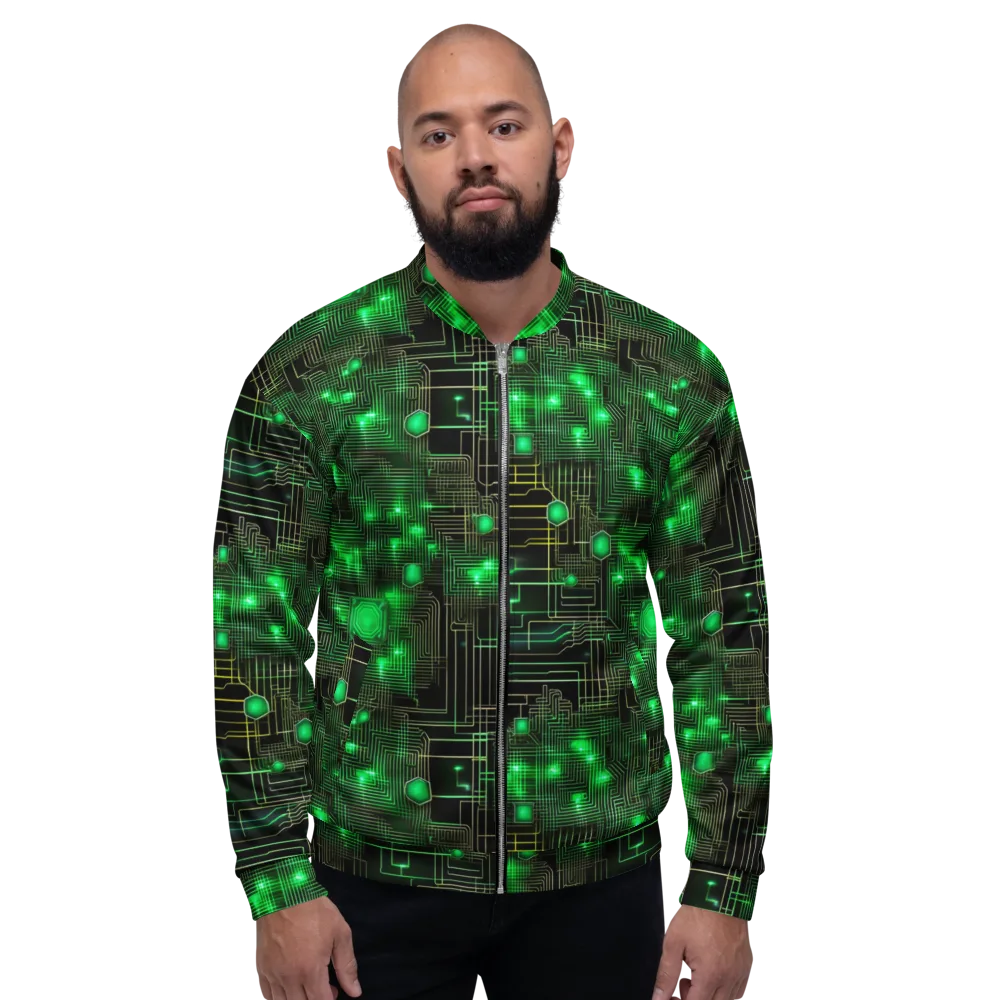 Neon Motherboard on Bomber Jacket — Front