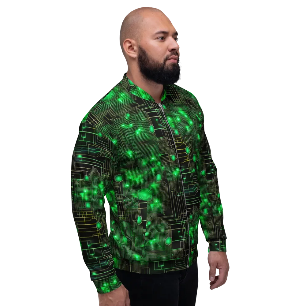 Neon Motherboard on Bomber Jacket — Right