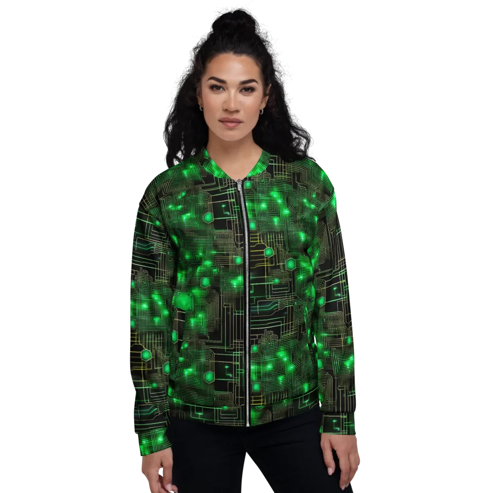 Neon Motherboard on Bomber Jacket — Front