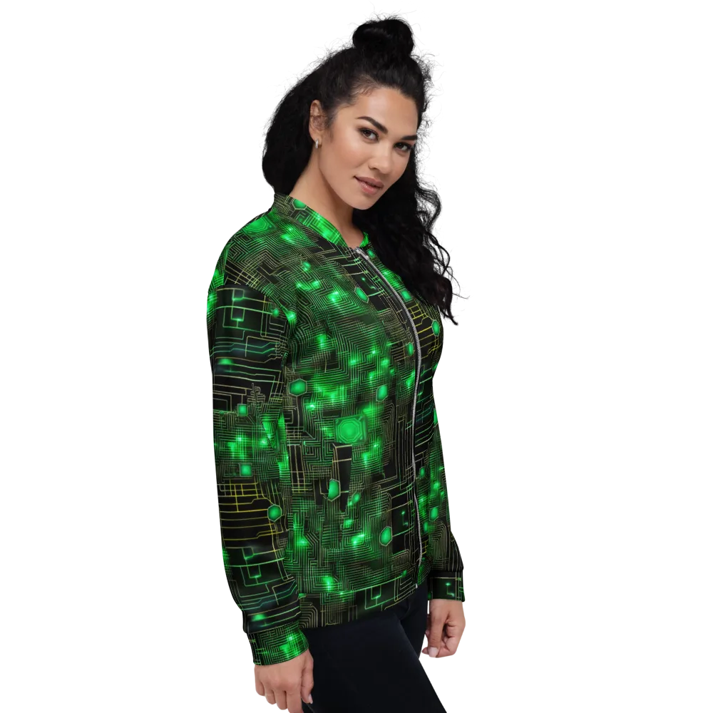 Neon Motherboard on Bomber Jacket — Right