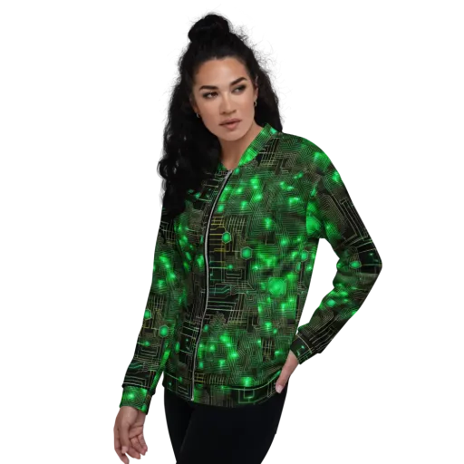 Neon Motherboard on a Bomber Jacket