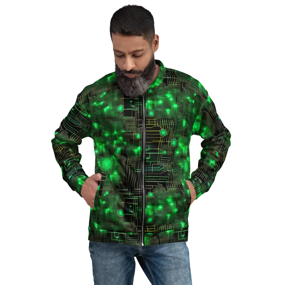 Neon Motherboard on Bomber Jacket — Front