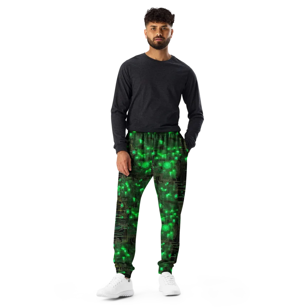 Neon Motherboard on Men's Joggers — Front