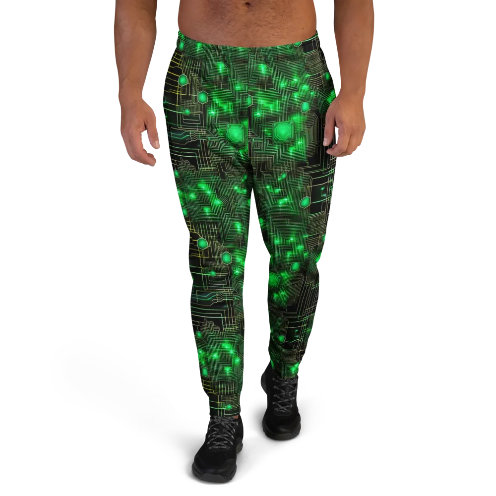 Neon Motherboard on Men's Joggers — Front