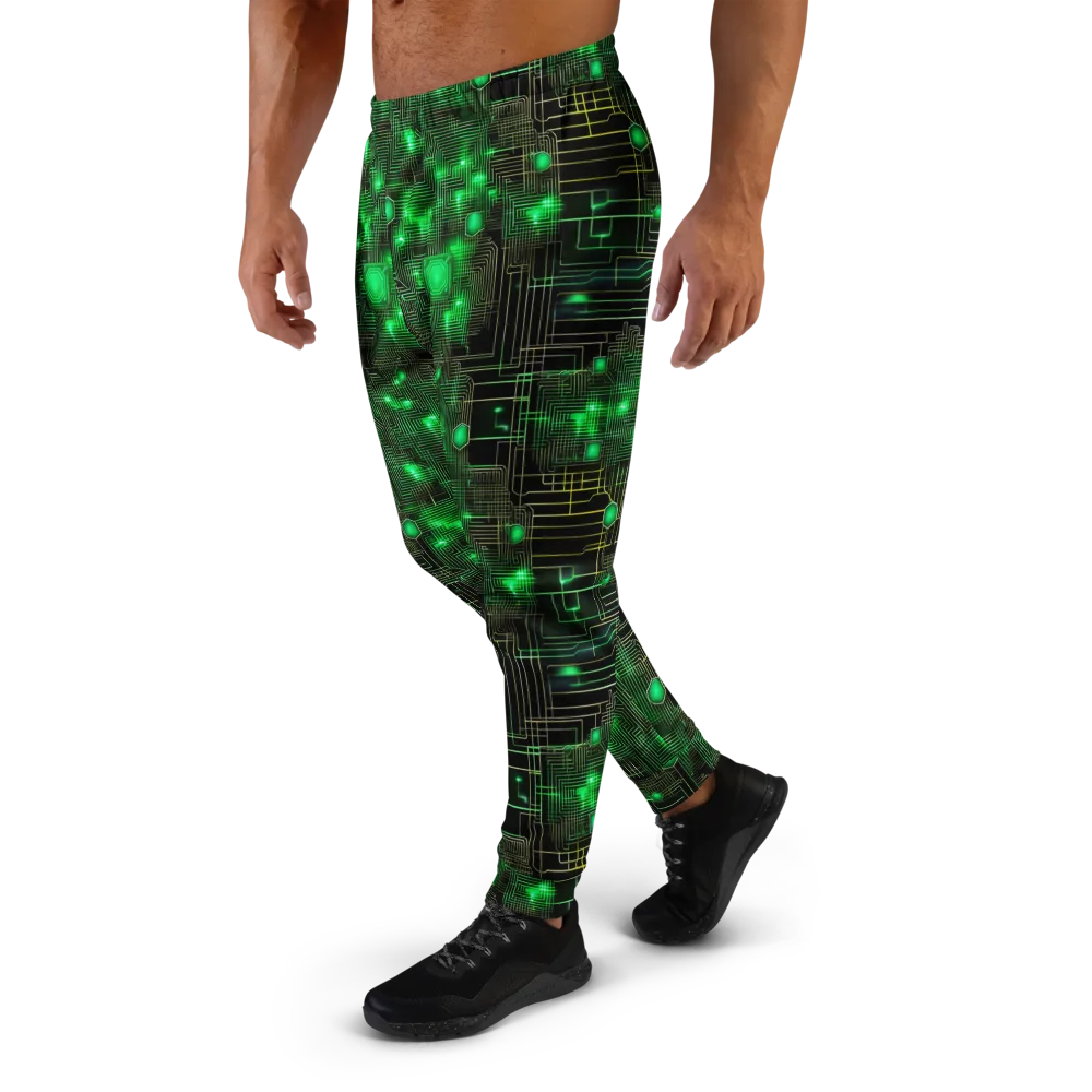 Neon Motherboard on Men's Joggers — Left