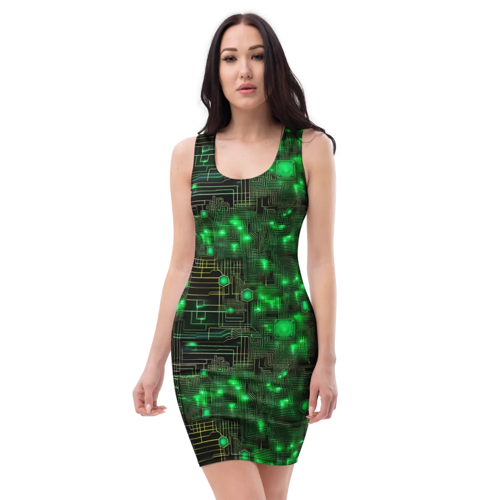 Neon Motherboard on Bodycon Dress — Front