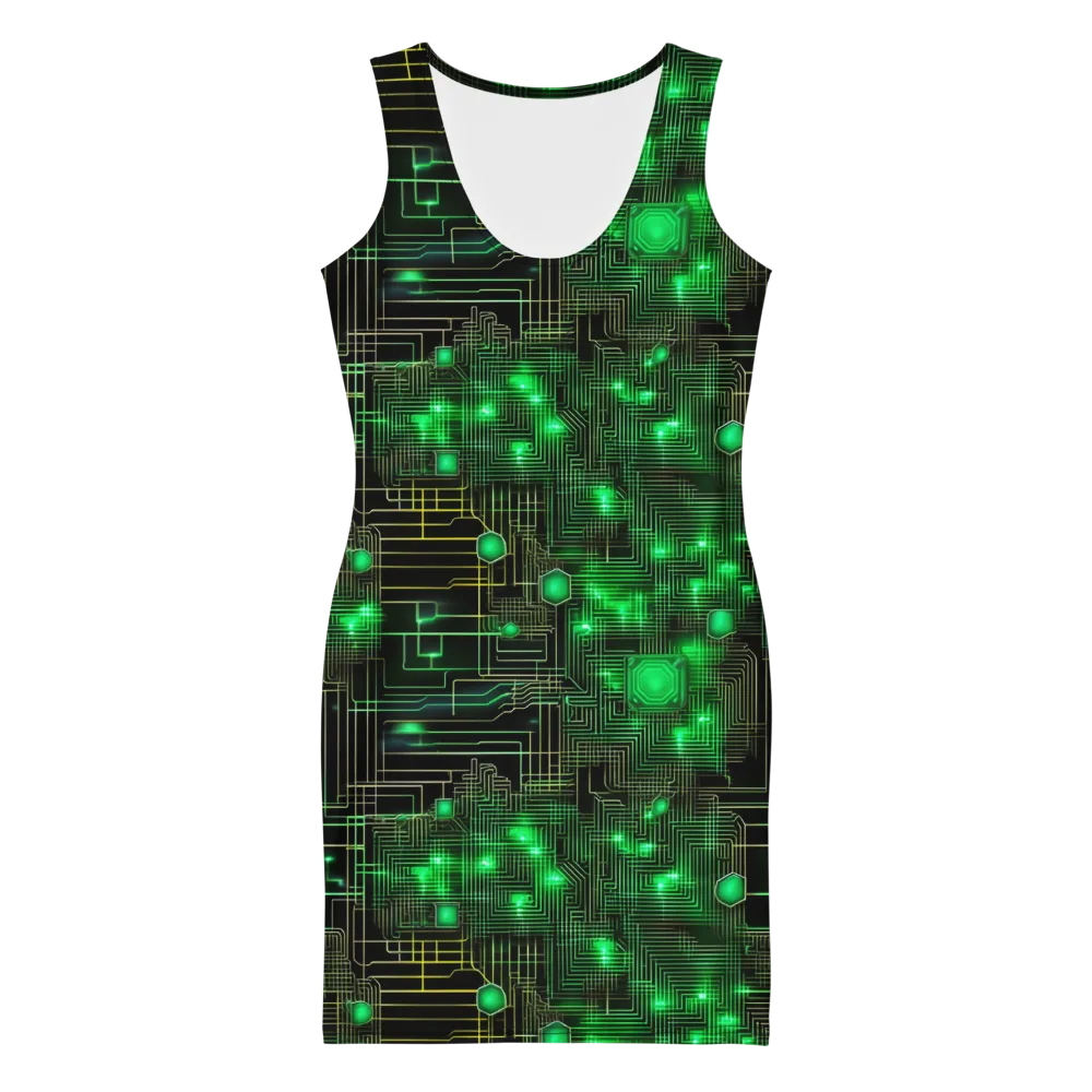 Neon Motherboard on Bodycon Dress — Front