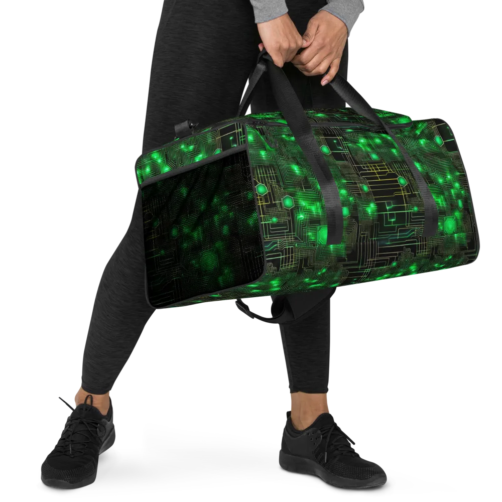 Neon Motherboard on Duffle Bag — Right Front