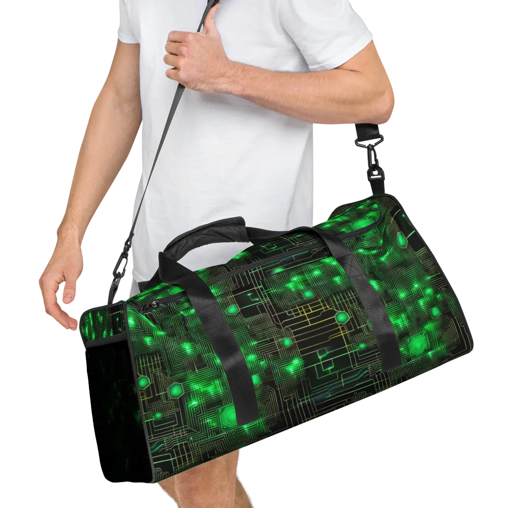 Neon Motherboard on Duffle Bag — Right Front
