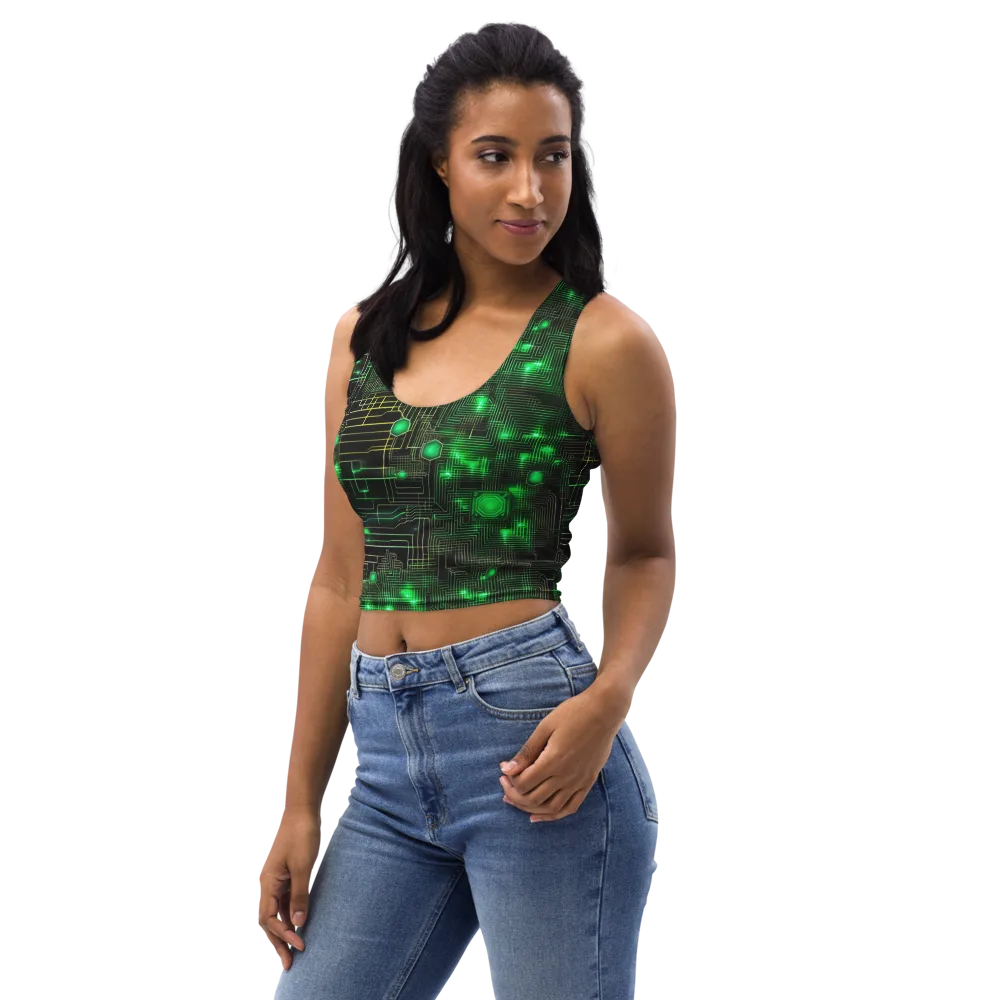 Neon Motherboard on Crop Top — Left Front