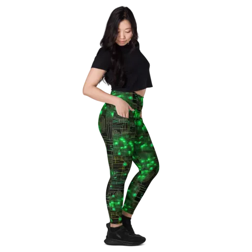 Neon Motherboard on a Leggings with Pockets