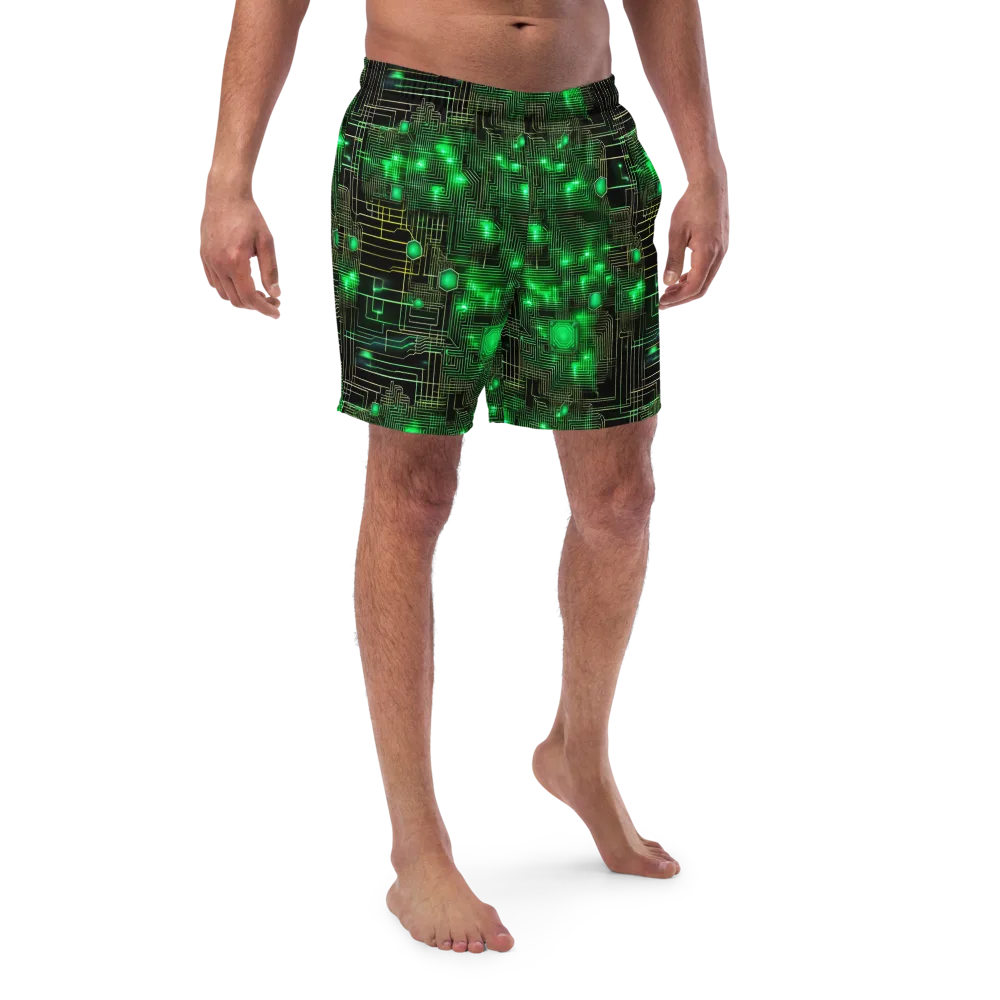 Neon Motherboard on Swim Trunks — Front