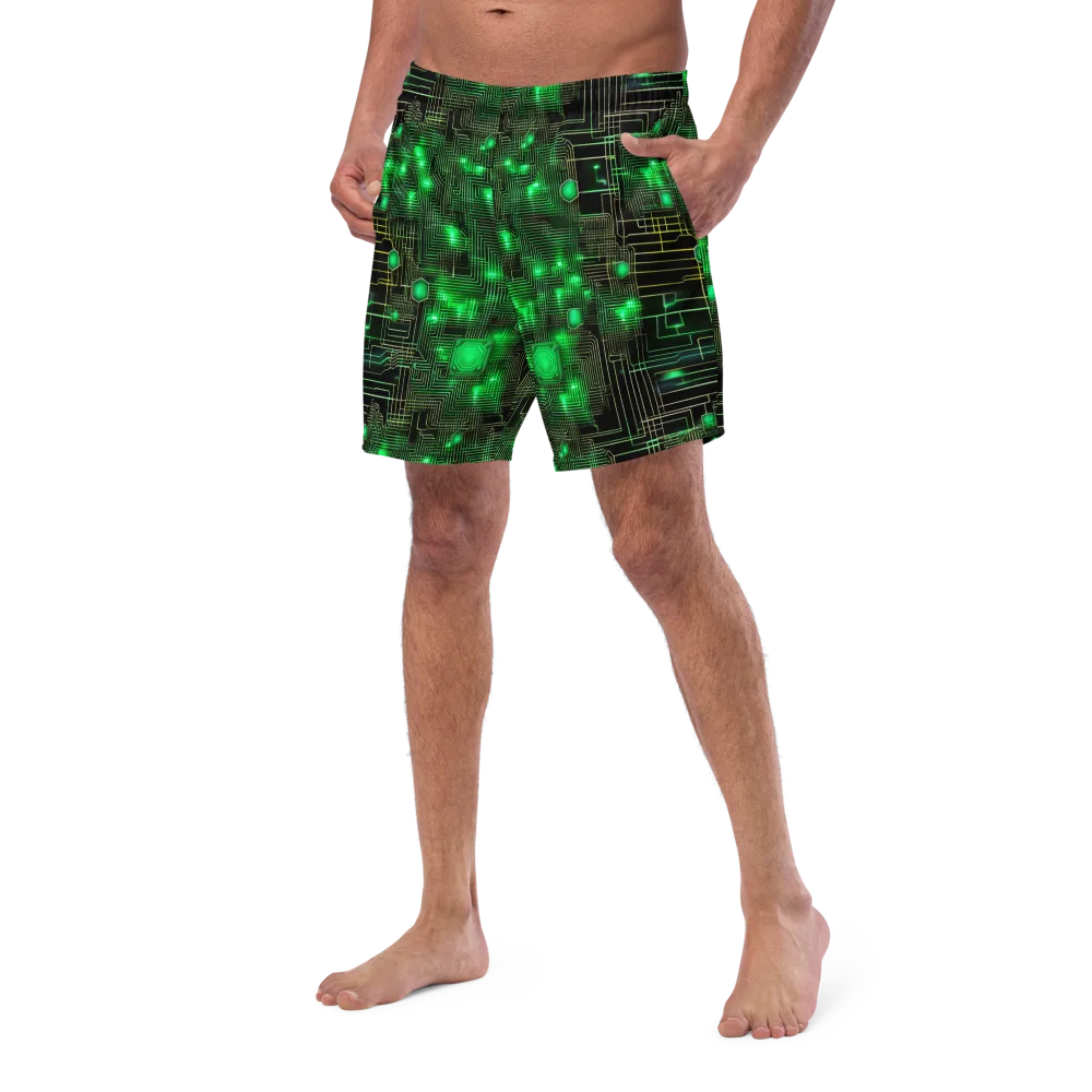 Neon Motherboard on Swim Trunks — Left Front