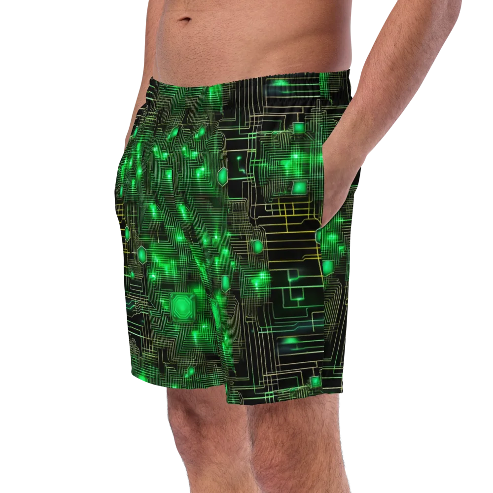 Neon Motherboard on Swim Trunks — Left Front