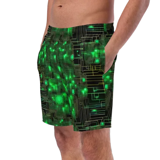Neon Motherboard on a Swim Trunks