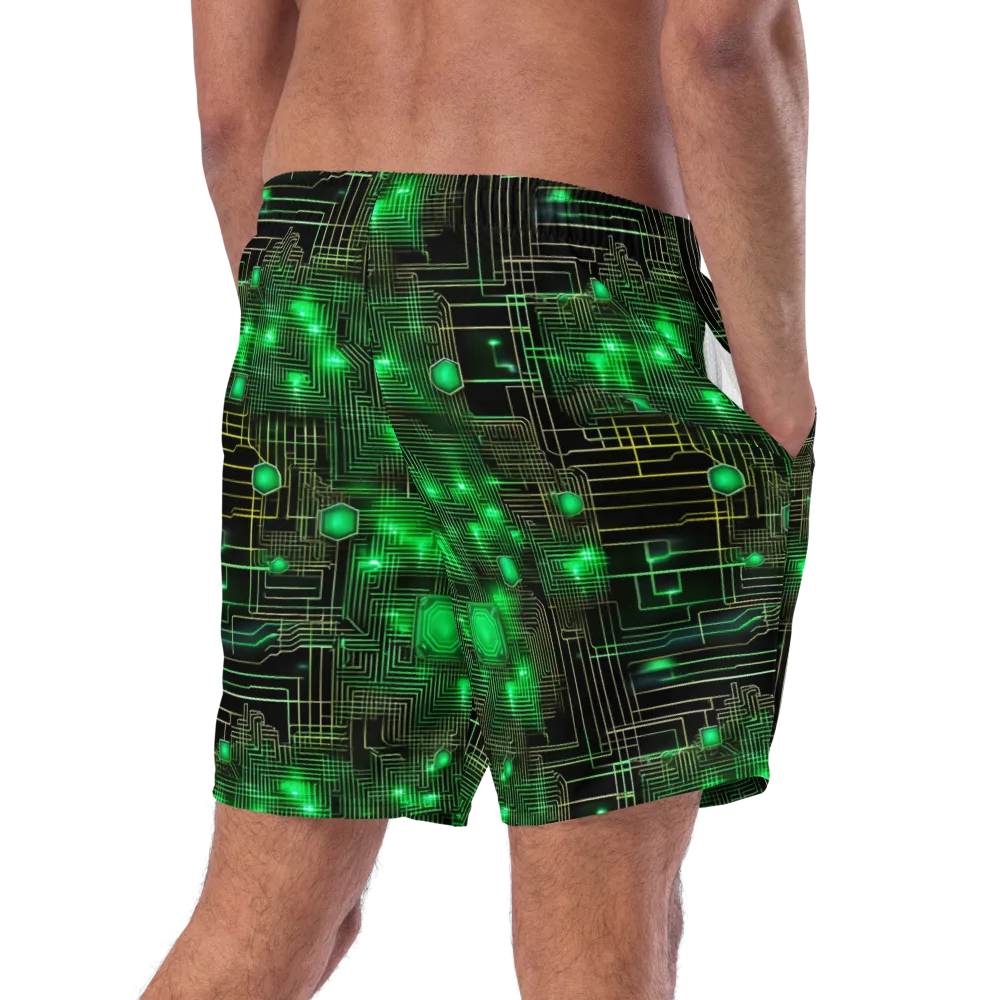 Neon Motherboard on Swim Trunks — Right Back