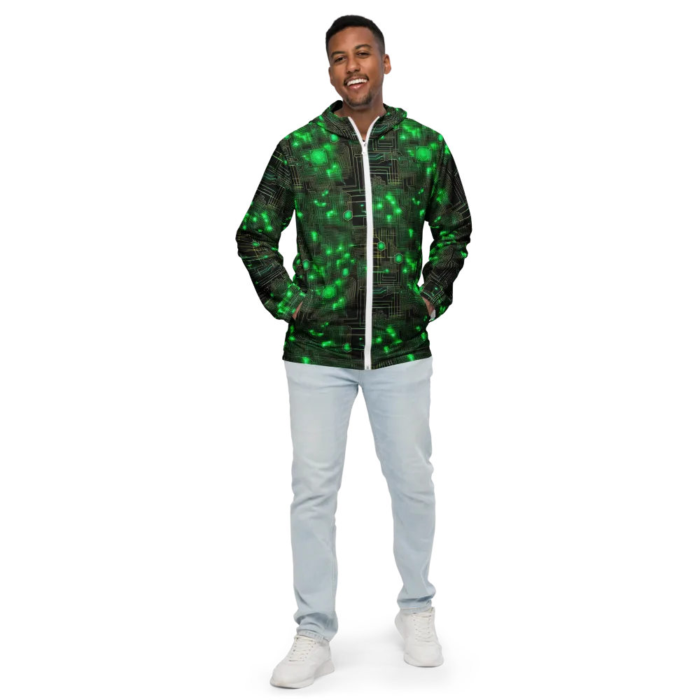 Neon Motherboard on Men's Windbreaker — Front