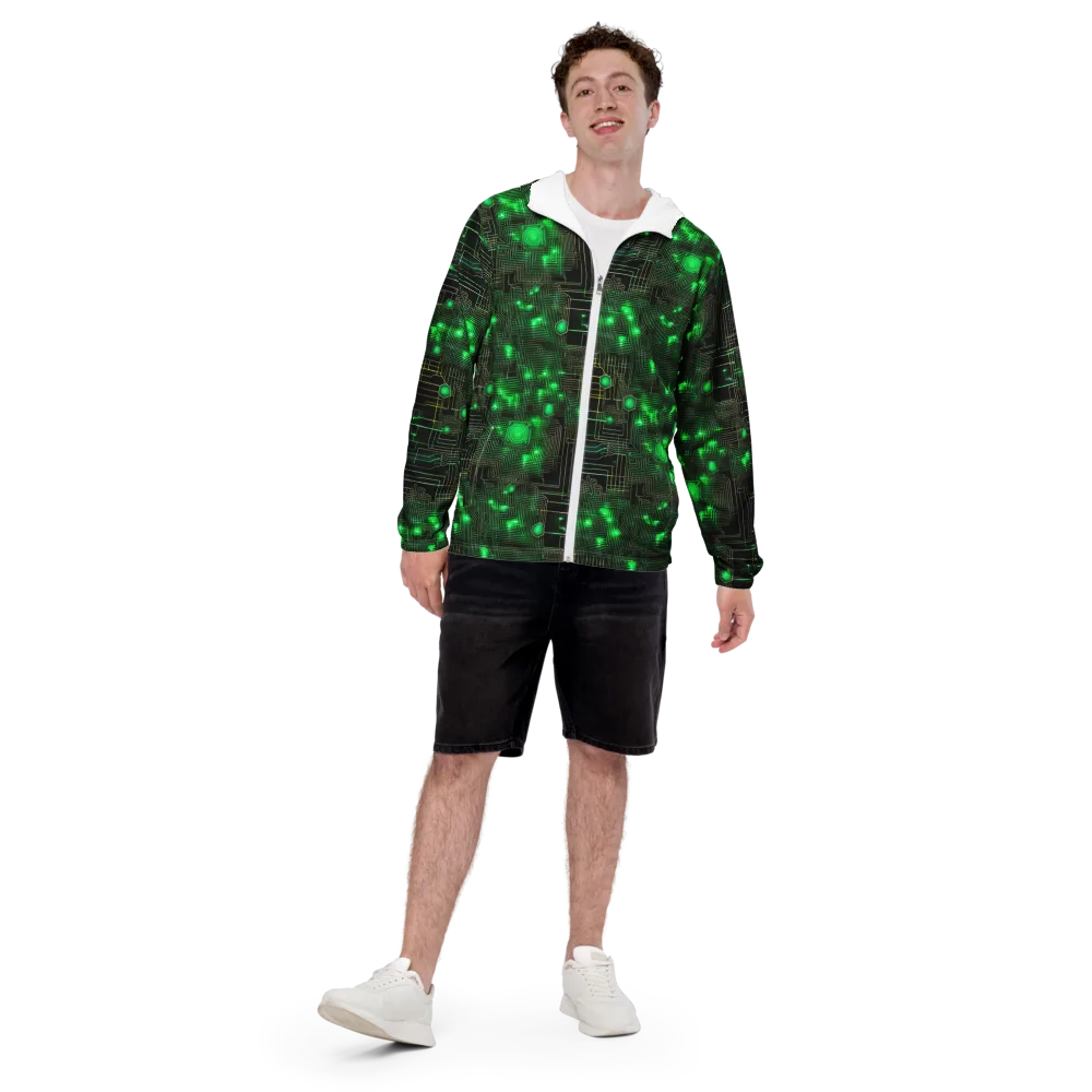 Neon Motherboard on Men's Windbreaker — Front