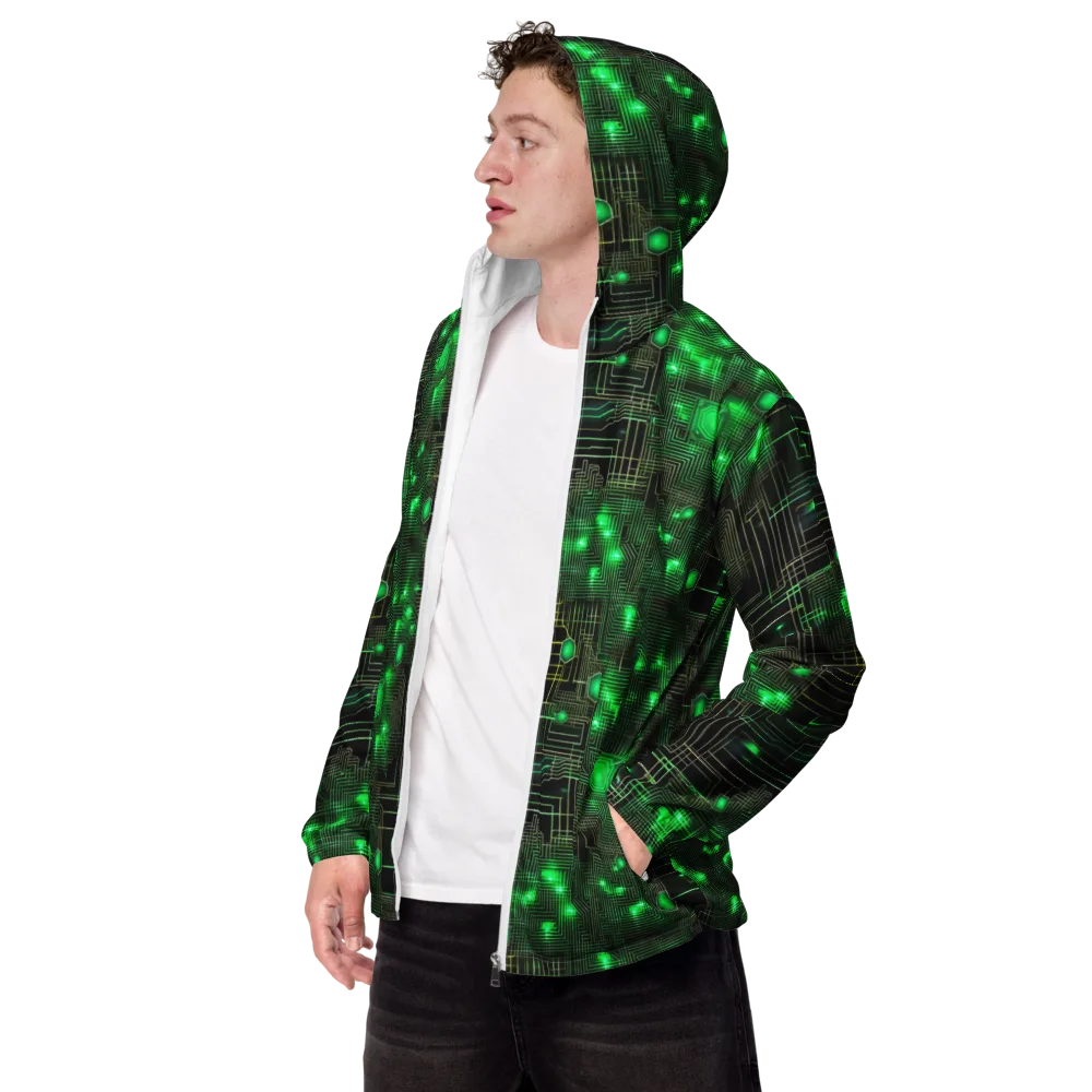 Neon Motherboard on Men's Windbreaker — Left Front