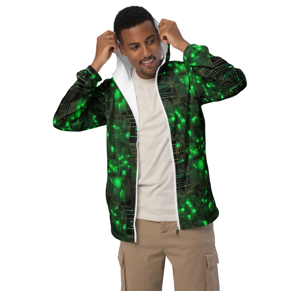 Neon Motherboard on Men's Windbreaker — Front