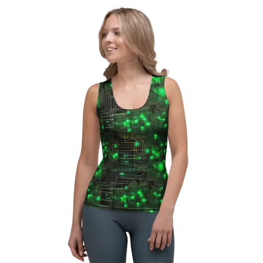 Neon Motherboard on a Women's Tank Top