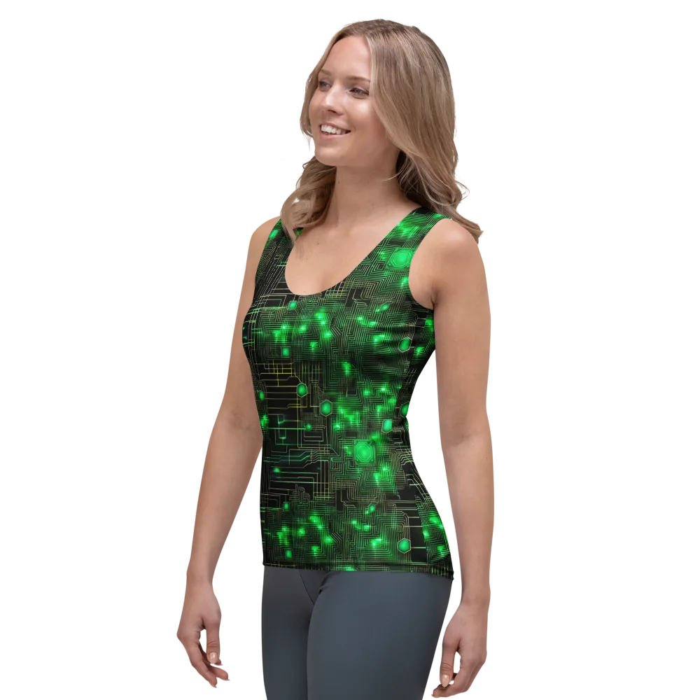 Neon Motherboard on Women's Tank Top — Left Front