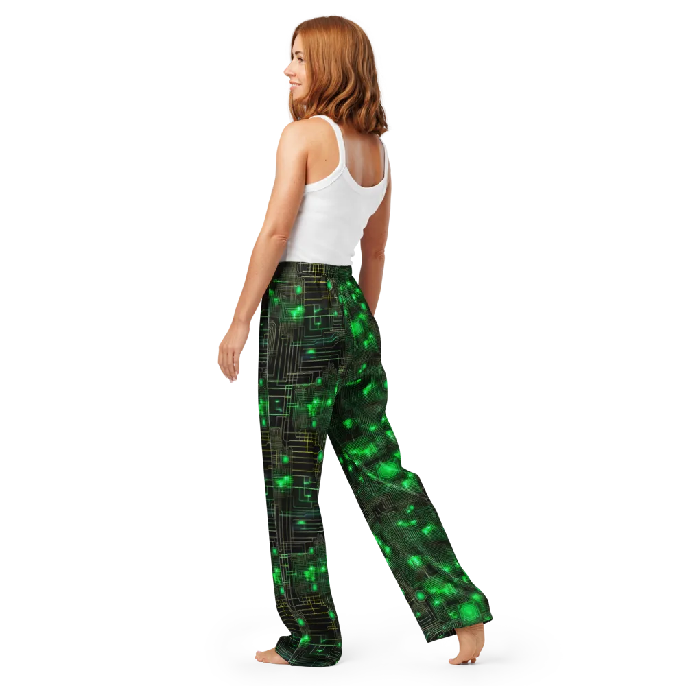 Neon Motherboard on Women's Pajama Pants — Back