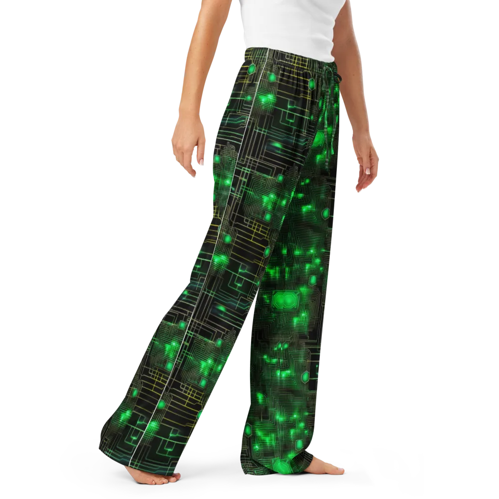 Neon Motherboard on Women's Pajama Pants — Right Front