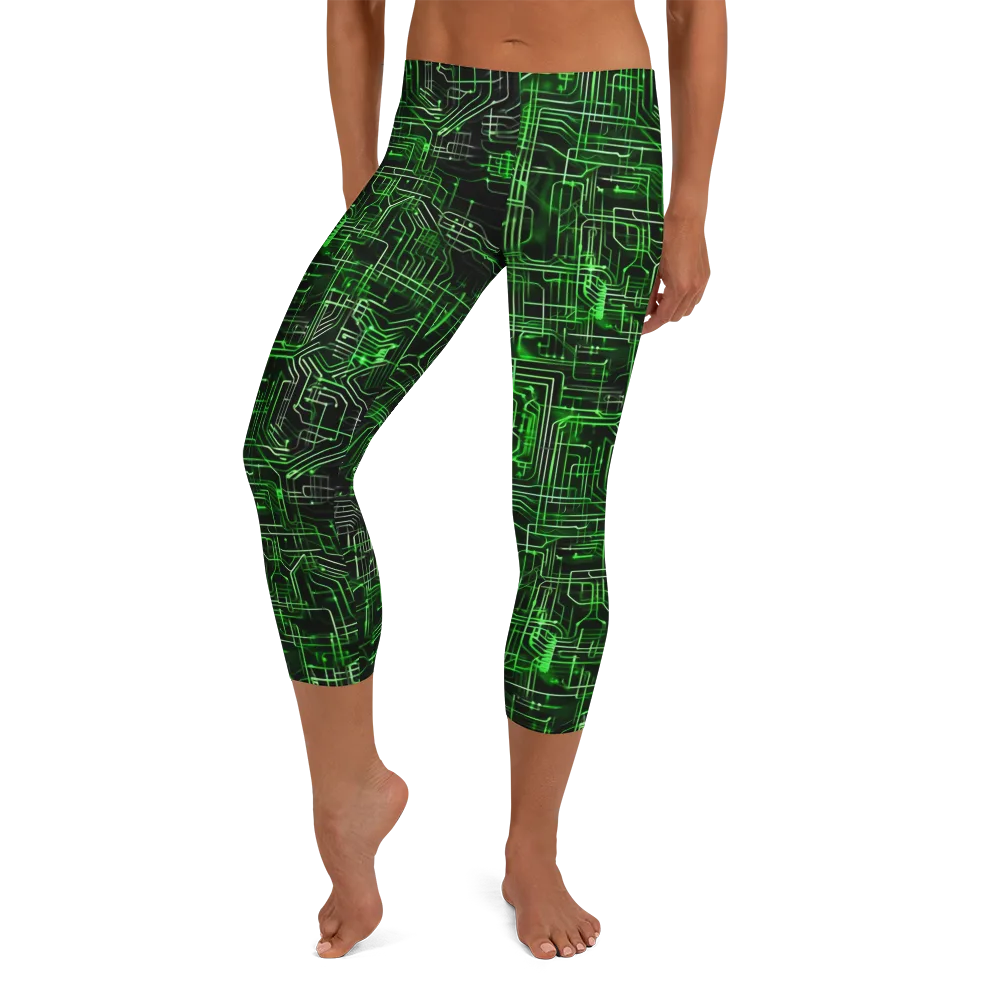 Green Voltage on Capri Leggings — Front