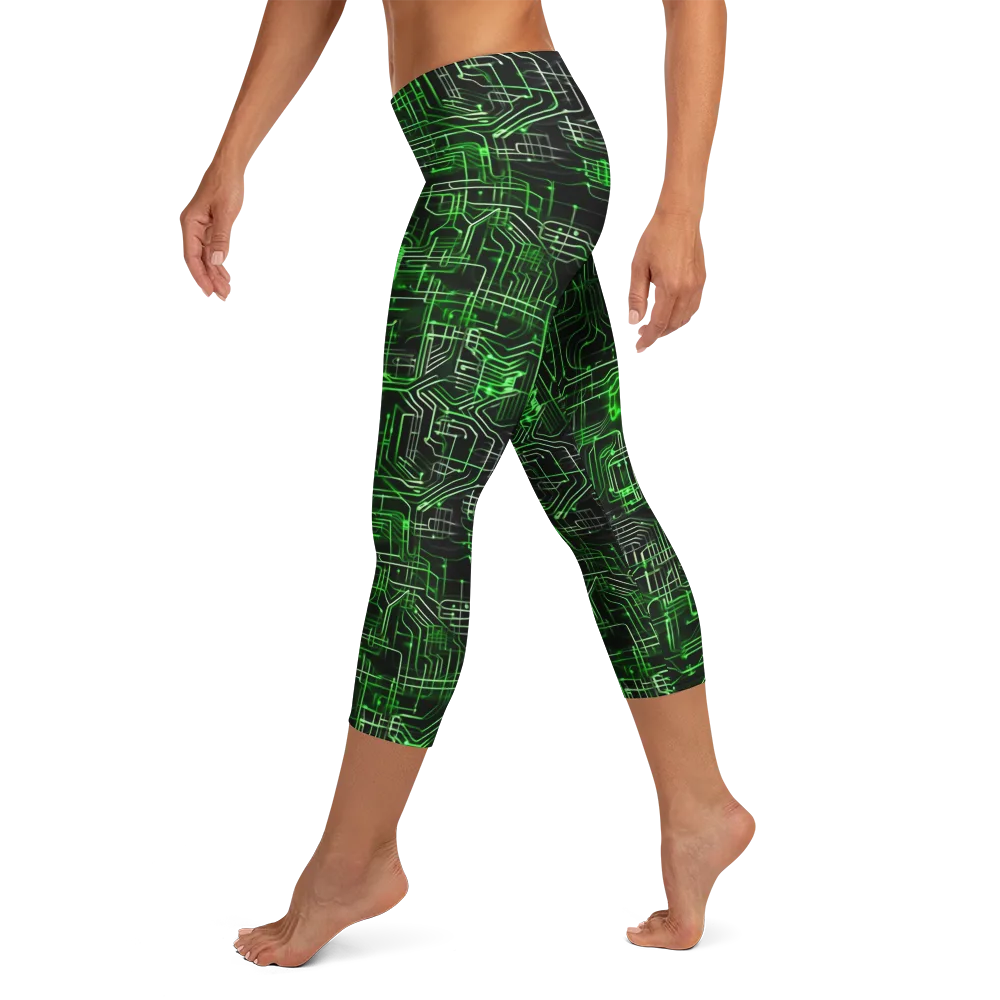 Green Voltage on Capri Leggings — Left