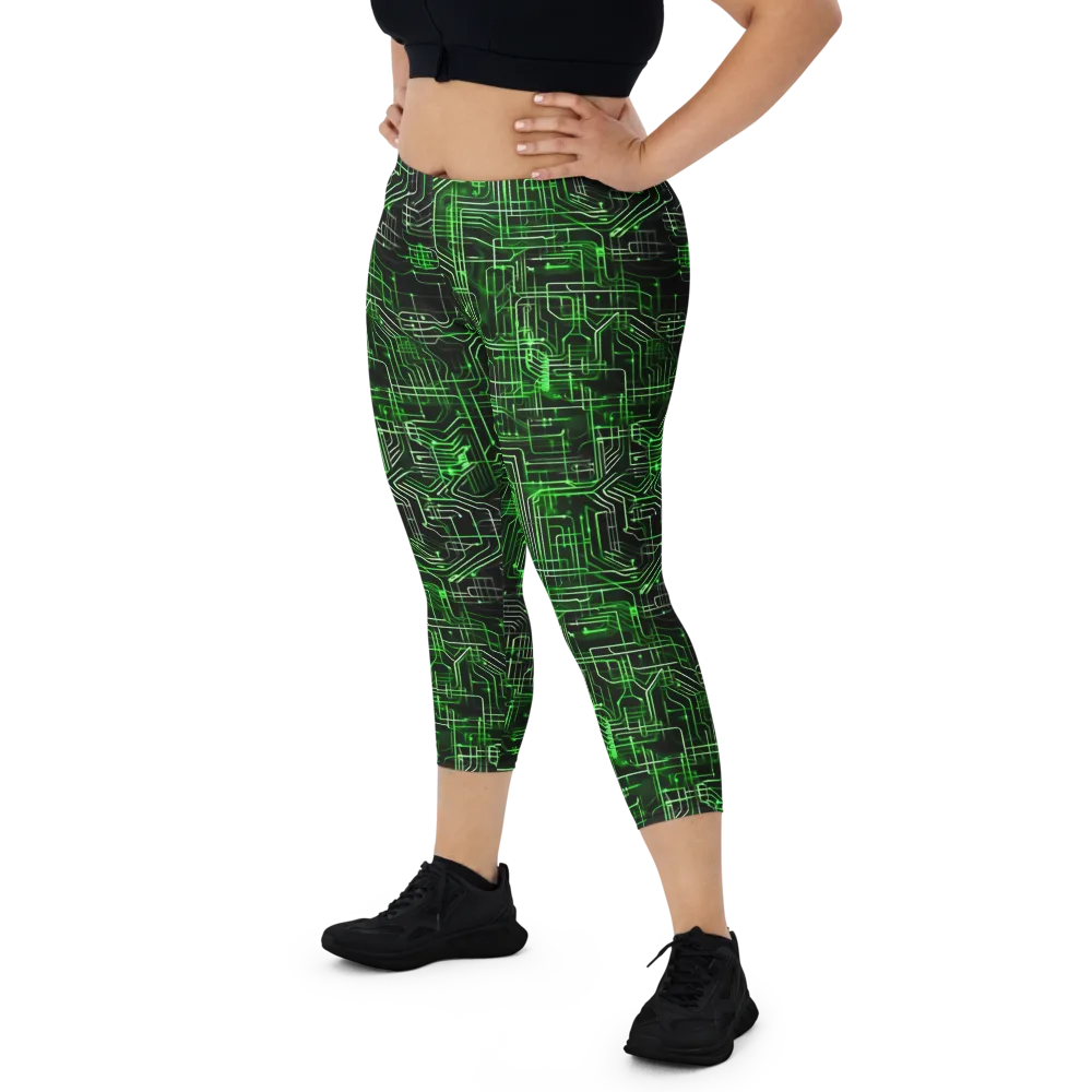 Green Voltage on Capri Leggings — Front