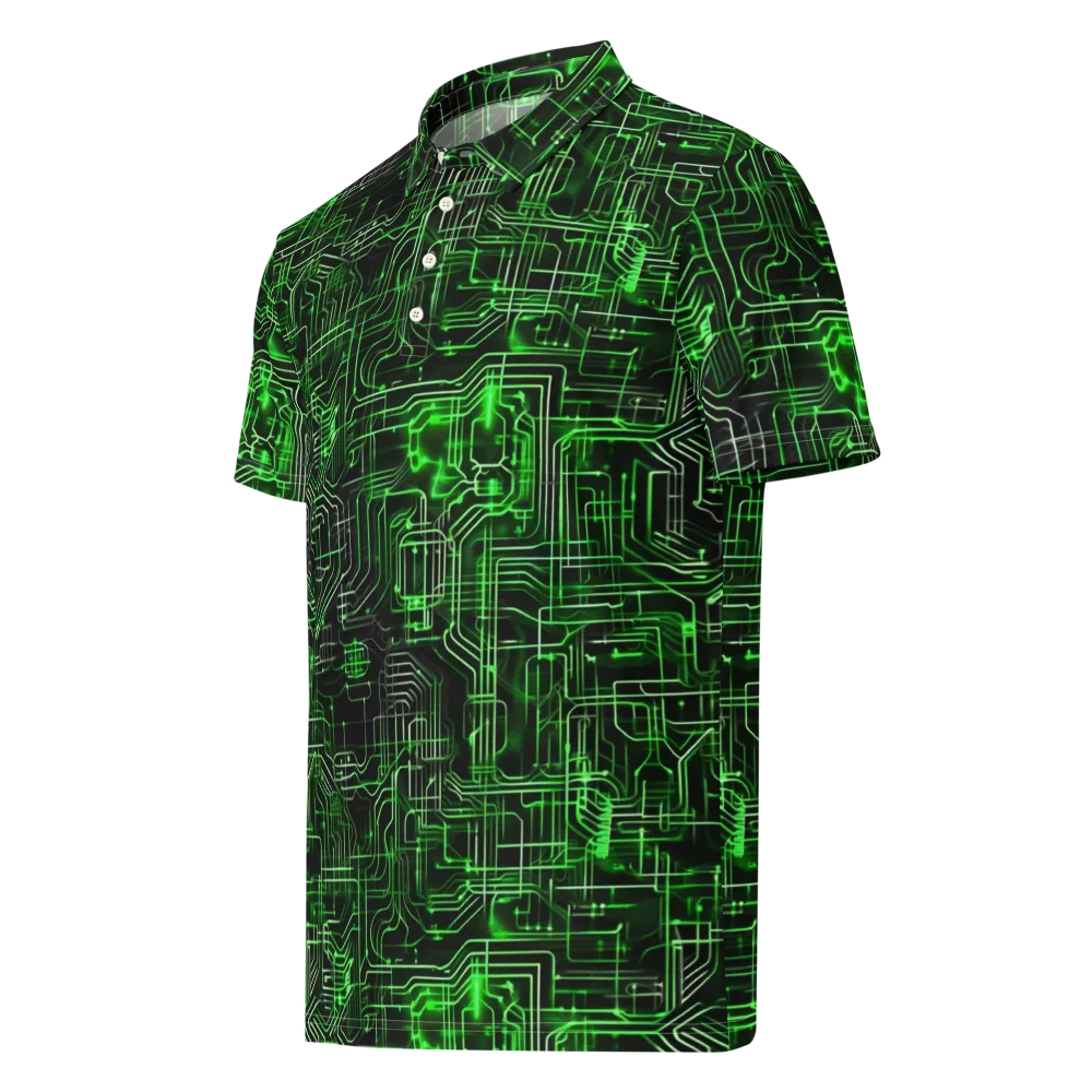 Green Voltage on Men's Slim Fit Polo Shirt — Left Front