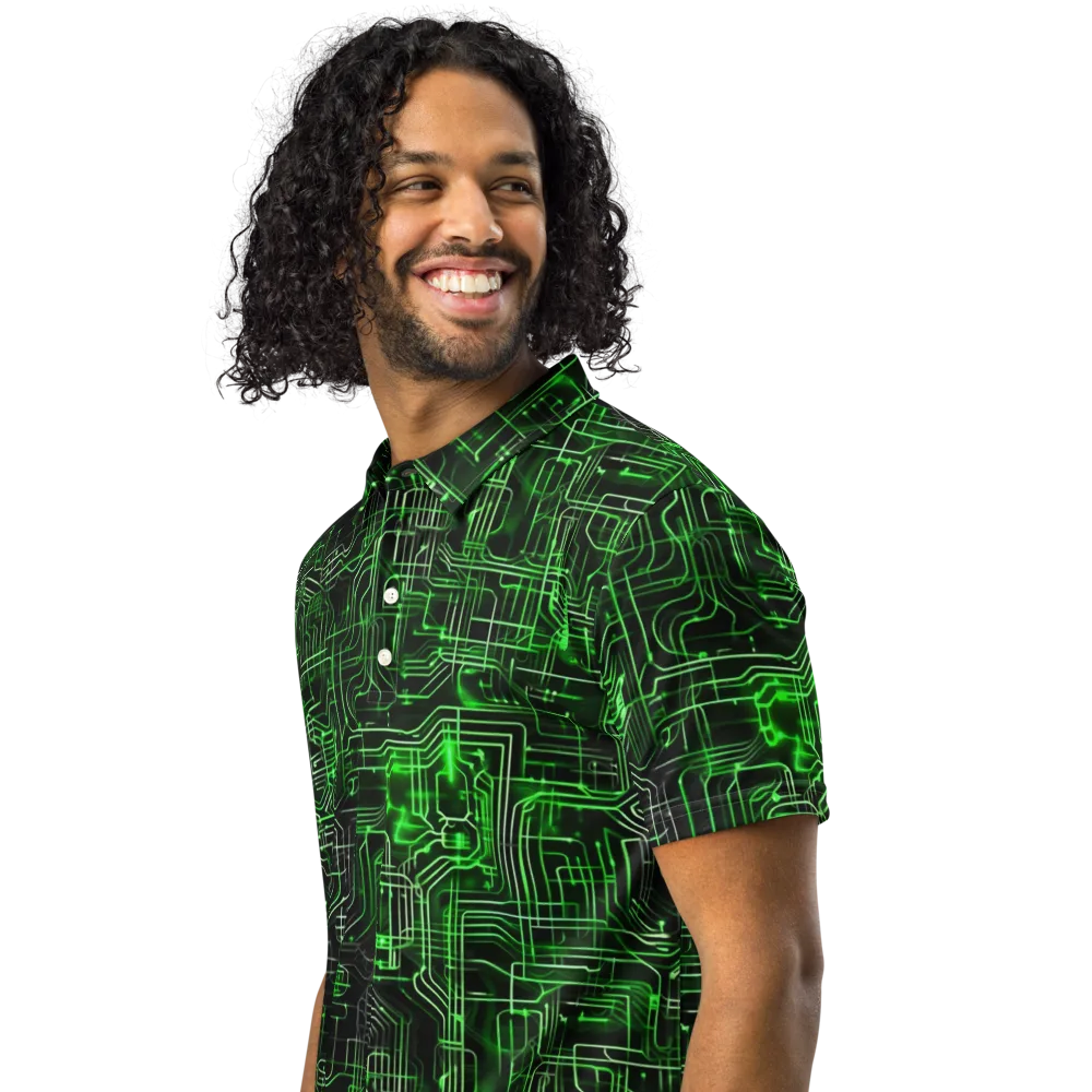 Green Voltage on Men's Slim Fit Polo Shirt — Left Front