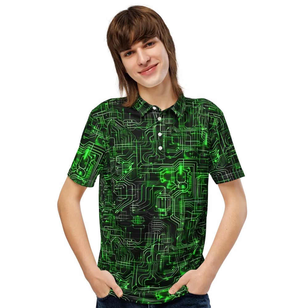 Green Voltage on Men's Slim Fit Polo Shirt — Front