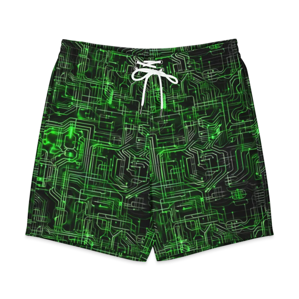 Green Voltage on Men's Board Shorts — Front