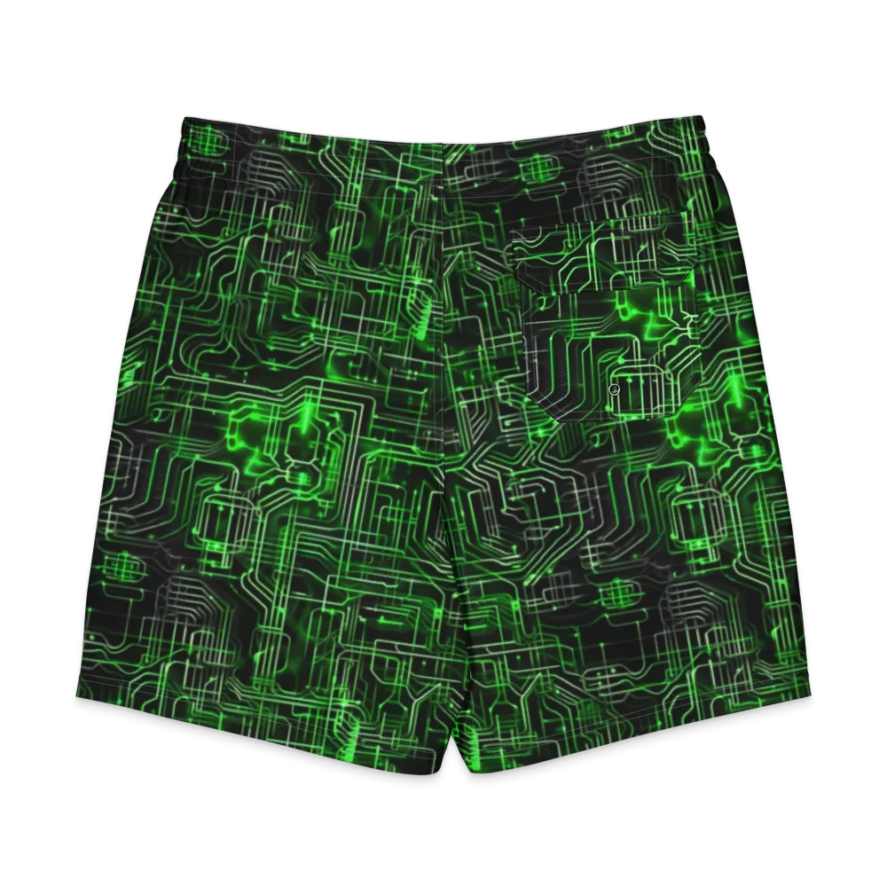 Green Voltage on Men's Board Shorts — Back