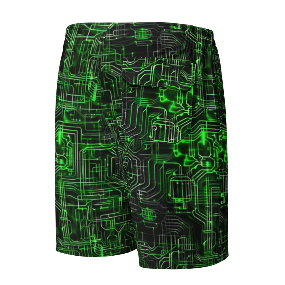 Green Voltage on Men's Board Shorts — Back